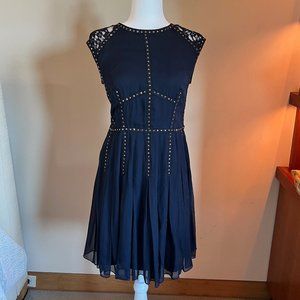 Rebecca Taylor Navy & Black Studded Lace Dress